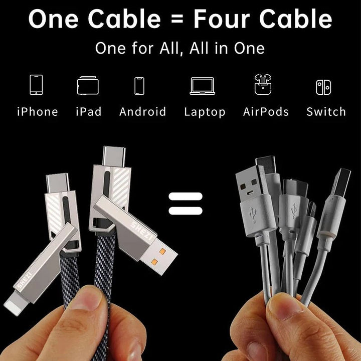 4-in-1 USB C Lightning Cable (2M): Fast Charging & Data Sync - BEIPHONE