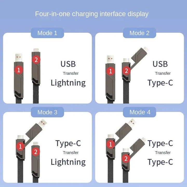 4-in-1 USB C Lightning Cable (2M): Fast Charging & Data Sync - BEIPHONE