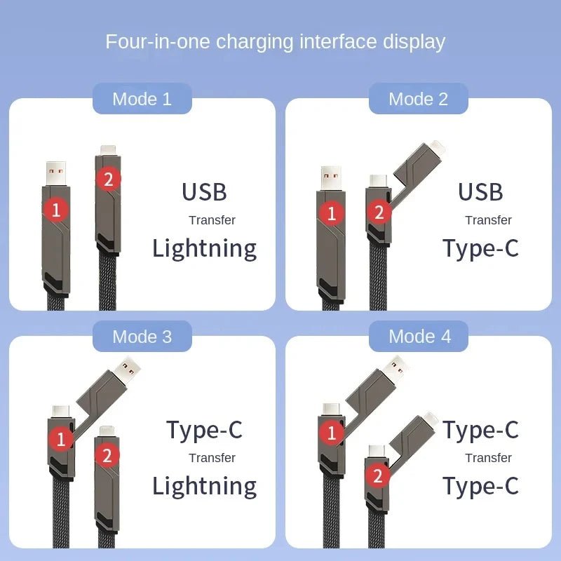 4-in-1 USB C Lightning Cable (2M): Fast Charging & Data Sync - BEIPHONE