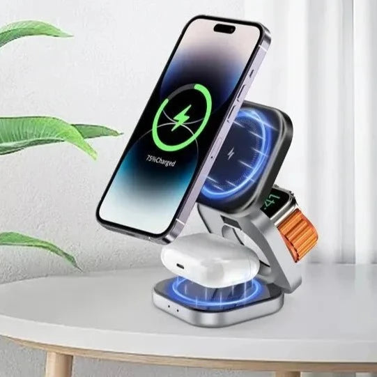 Foldable 3-in-1 Magnetic Wireless Charger Stand - iphone14cases