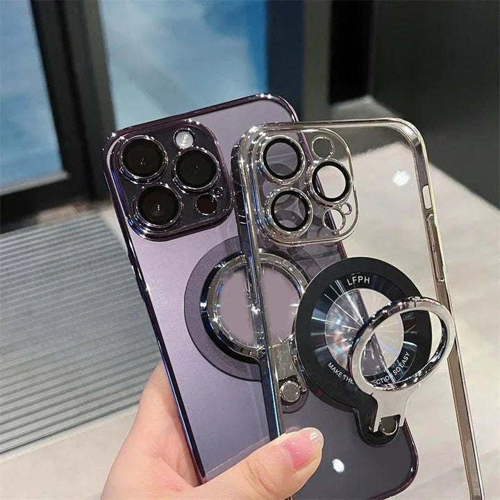 Transparent Magnetic Phone Case with Rotating Stand for iPhone - iphone14cases