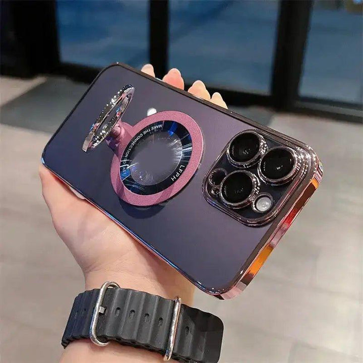 Transparent Magnetic Phone Case with Rotating Stand for iPhone - iphone14cases