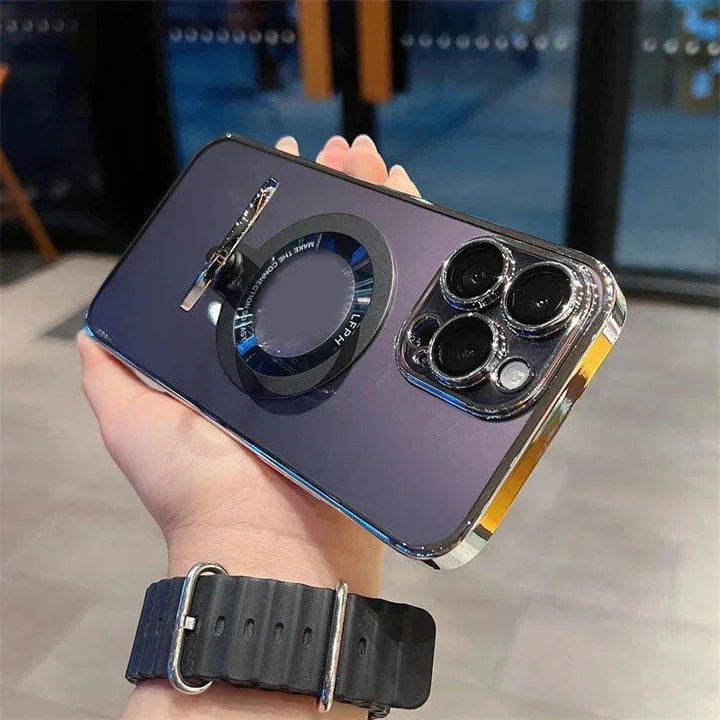 Transparent Magnetic Phone Case with Rotating Stand for iPhone - iphone14cases